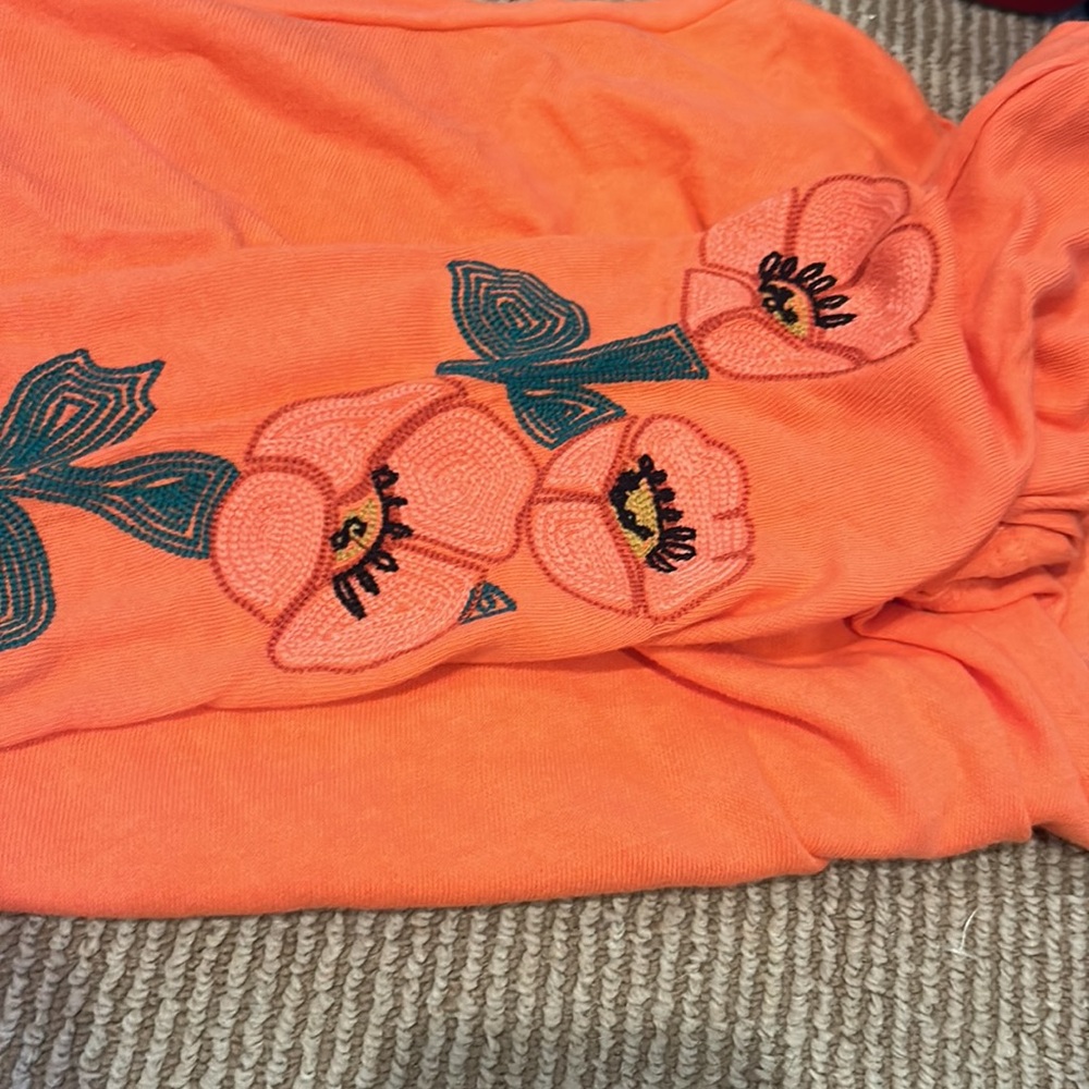 NWOT FREE PEOPLE Not your poppy’s embroidered orange Top SZ: L - Picture 4 of 7